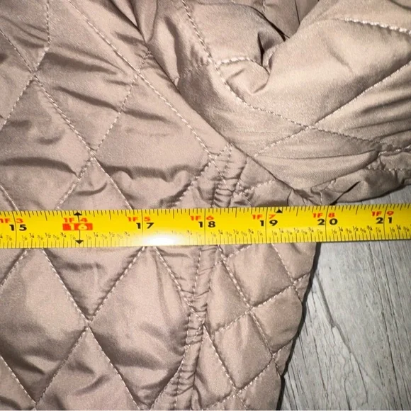 Michael Kors Women's Quilted Anorak Jacket Tan Hooded Zip Front Coat Size M - Picture 14 of 15